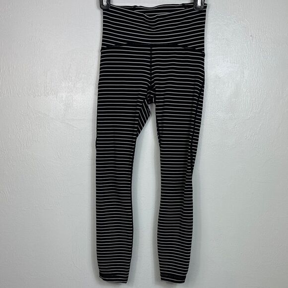 Lululemon Train Times Pant Leggings 25" Parallel Stripe Black White Size 4 - Picture 3 of 9